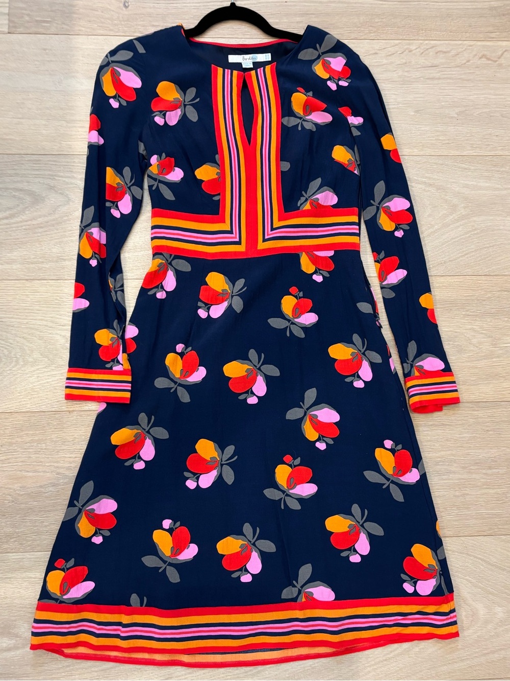 Boden Floral Bodice A-Line Midi Dress, Sz 4R